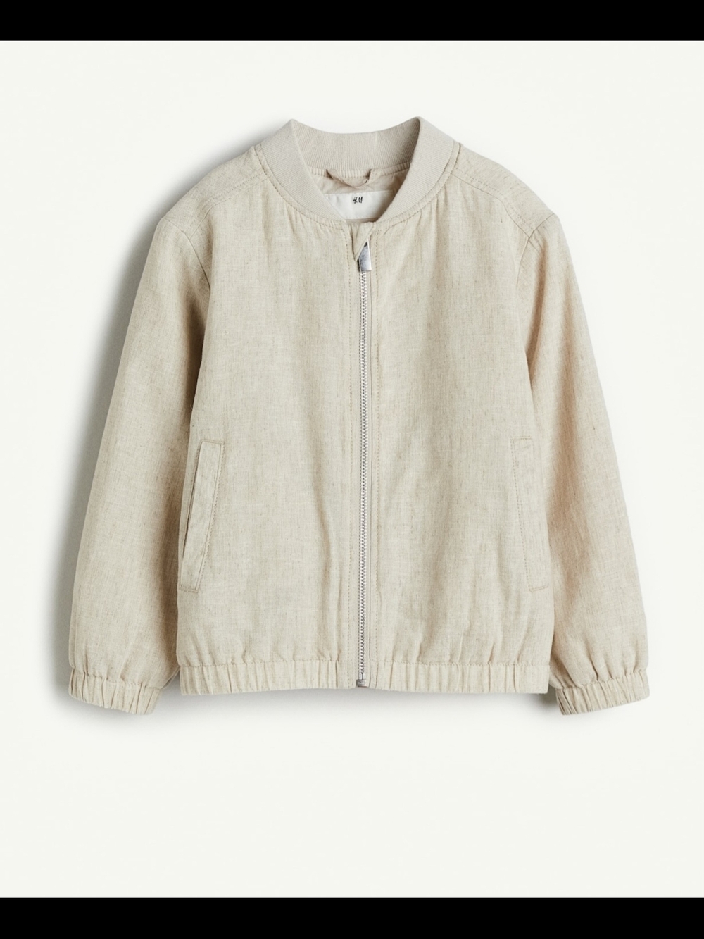 ​​H&M Kids Linen Blend Bomber Jacket Beige 3T 4T